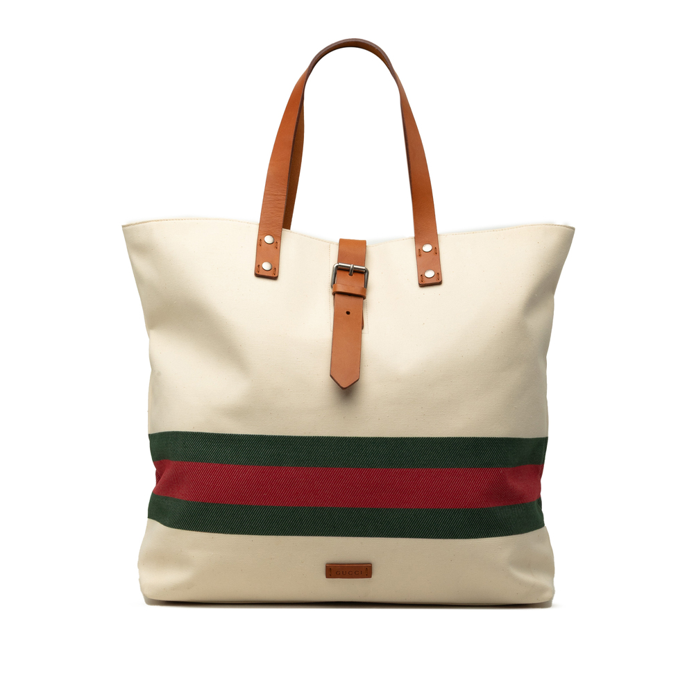 Pre-Loved Gucci Canvas Web Tote